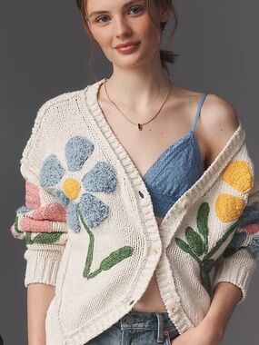 Pilcro Textured Cotton Icon Cardigan Sweater NWT Size Medium